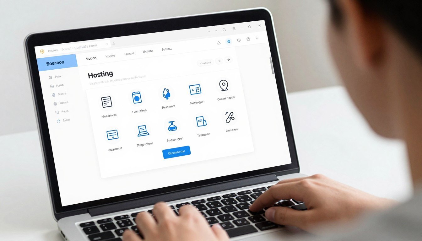 A beginner setting up their first website using a user-friendly hosting control panel