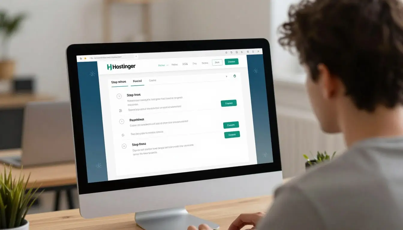 Beginner using Hostinger's easy website setup wizard during New Year Sale 2026 benefits of Hostinger New Year Sale 2026